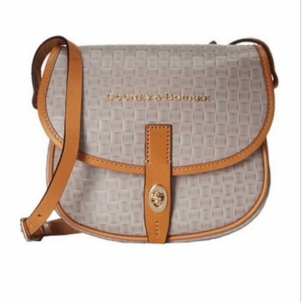 Dooney & Bourke Claremont Woven Crossbody Bag Oyster Leather Trim